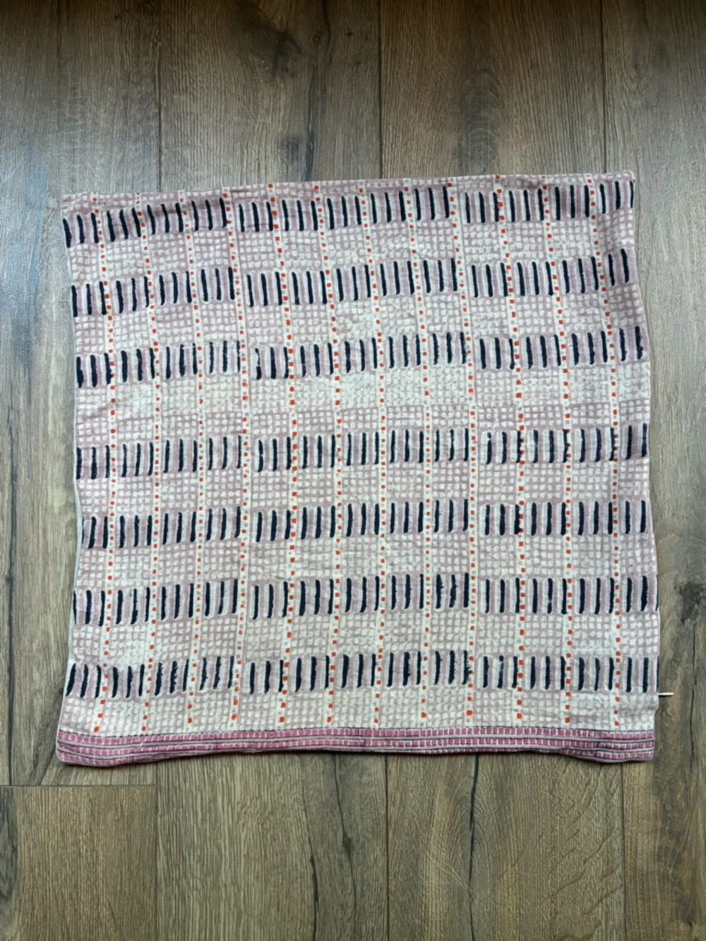 West Elm 20x20 Abstract Block Print Pillow Cover Pink Navy Linen Cotton Accent